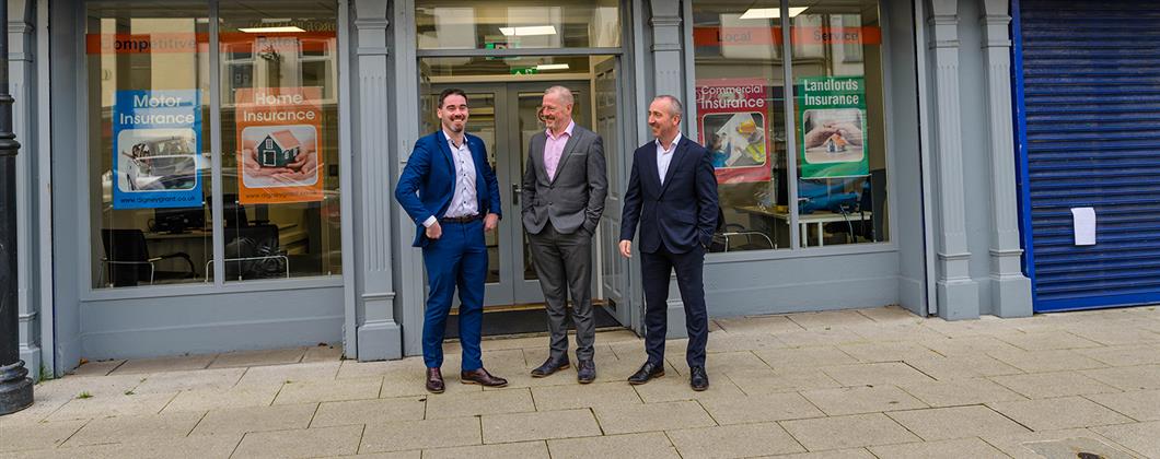 Digney Grant new hire Barry Fox outside their office in Newry