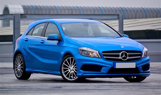 A blue Mercedes covered by prestige car insurance from Digney Grant